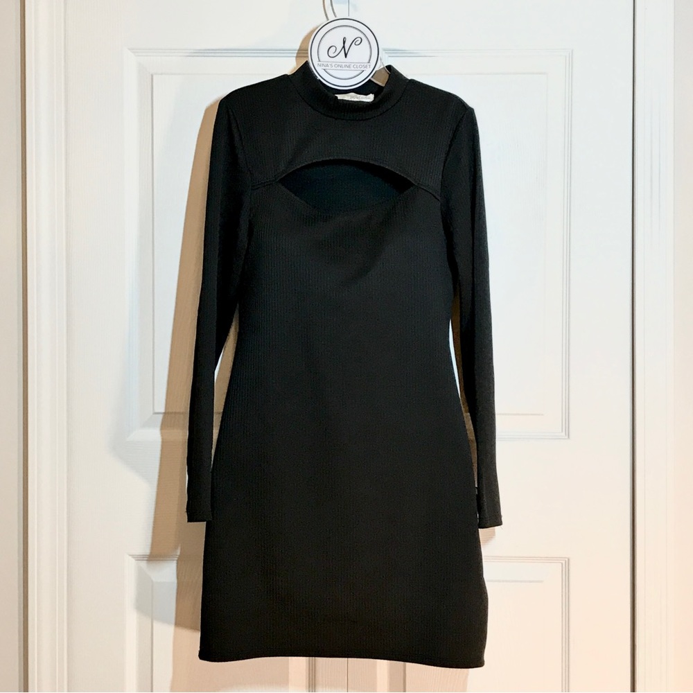 Rewind Juniors Mini Dress Long Sleeve Black Size L